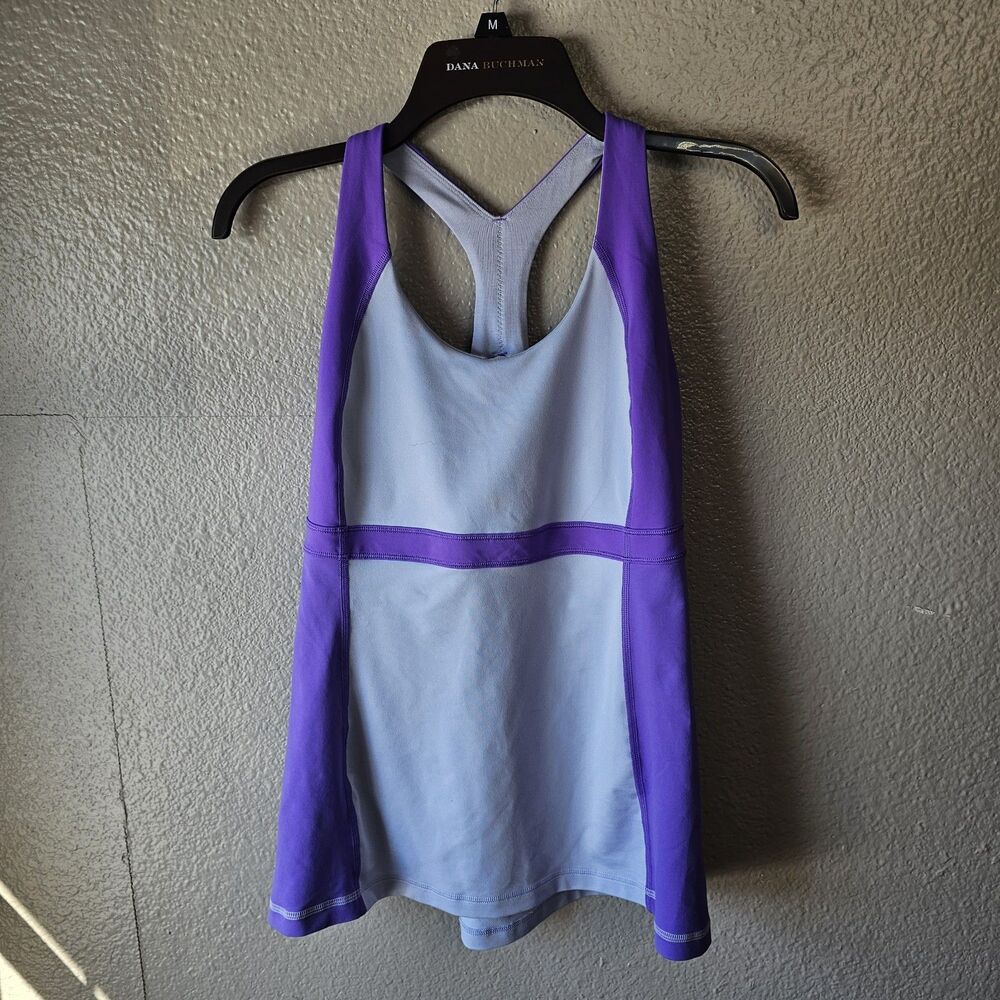 Lululemon Racerback Athletic Tank Top Women Sz 10 Purple Colorblock Workout N512